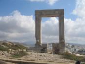 ICONIC RUINS OF THE TEMPLE OF APOLLO WHICH STANDS OVERLOOKING THE HARBOUR ON THE ISLAND OF NAXOS.